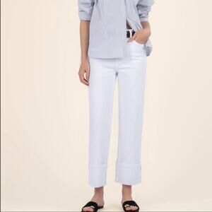 New KUT from the KLOTH Sienna High Rise Wide Leg Cropped Pants SIZE 4 White